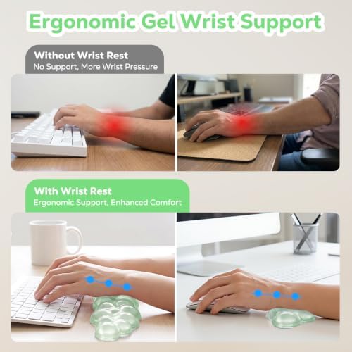 MoKo Gel Cloud Wrist Rest for Keyboard and Mouse, Clear Green