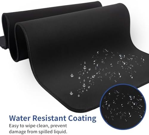 15W Large Gaming Mouse Pad with Superior Micro-Weave Cloth, Extended Desk Mousepad with Stitched Edges, Non-Slip Base, Water Resist Keyboard Pad for Gamer, Office & Home, 30 x 12 in, Black