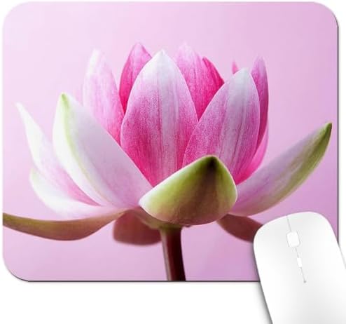 9.5x7.9 Inch Office/Gaming Mouse Pad, Pink and White Lotus Blossom Girly Art Cute Anti-Slip Mat for Desk