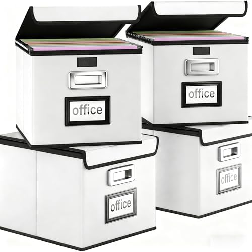 File Organizer Box with Lids, Collapsible File Folder Organizer