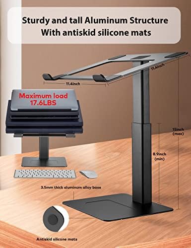 Laptop Stand for Desk, Ergonomic Sitting and Standing Laptop Riser for Notebook MacBook 11-17 Inches，DJ Laptop Stand Adjustable Height from 7-15 Inches Aluminum(Black)