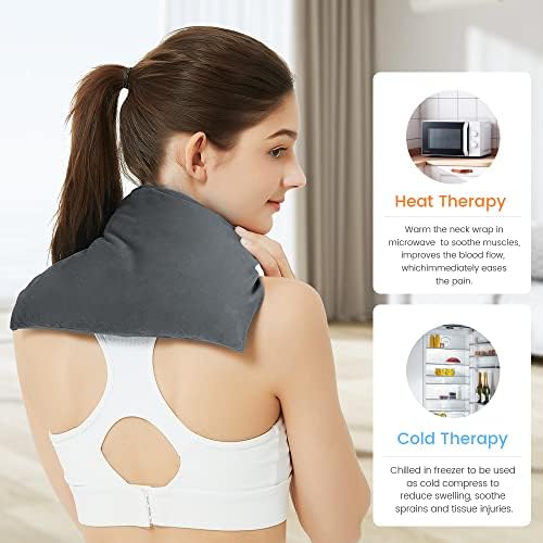 Microwave Heating Pad 8 * 12" Microwave Bean Bag Heating Pad for Neck and Shoulders, Moist Heat Pack Pillow Warm Compress for Knee, Muscles, Joints, Abdomen - Dark Gray
