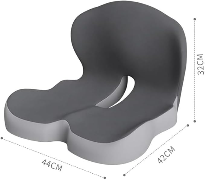 Orthopedic Cushion Seat Cushion,L-Shaped Lumbar Support,Breathable,Design for Office Chair,Car,Wheelchair Ergonomic Non Slip MemoryFoam Seat Skin with Back Support (Dark Grey)
