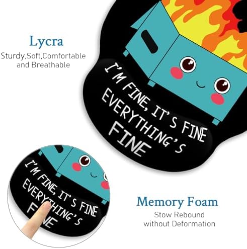 Blusabaca Dumpster on Fire Ergonomic Mouse Pad with Wrist Rest Office Gifts