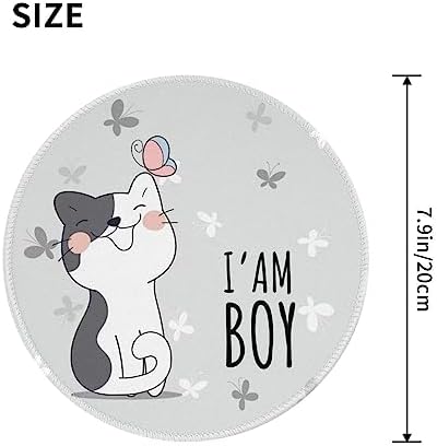 Cute Animal cat boy cat Mouse pad Cute,Gaming Mouse pad Small Non-Slip Round Mouse Pads for Wireless Mouse,Laptop,Desk