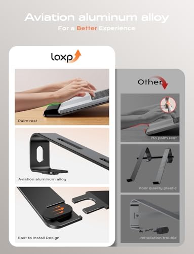 LOXP Laptop Stand for Desk, Aluminum Laptop Riser Holder with Wrist Support