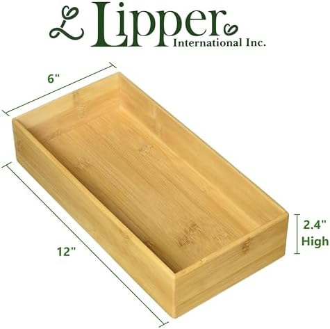 Lipper International 8385 Bamboo Wood Stacking Drawer Organizer Box, 12" x 6"