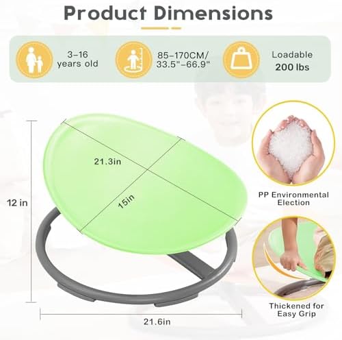 BABAMU Spinning Chair for Autistic Kids, Sensory Swivel Chair, 220LBS Weight Capacity, Autism Sensory Products, Autism Toys, Sensory Toy (Green, Egg)