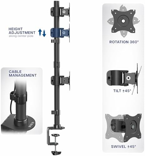 VIVO Dual Monitor Desk Mount Stand with Height Adjustment and VESA Plates for 2 LCD Ultrawide Screens up to 34 inches, Stacked Array, STAND-V002R