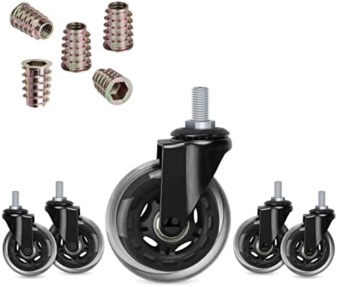 Hirate 3 inch Office Chair Casters Wheel with 3/8"-16UNC Threaded Stem