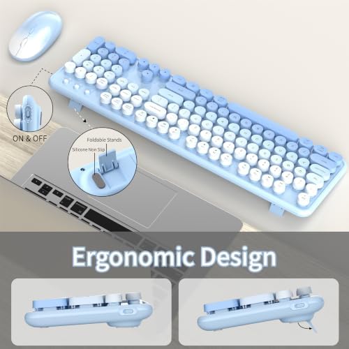 Colorful Wireless Computer Keyboard and Mouse, Blue Gradient