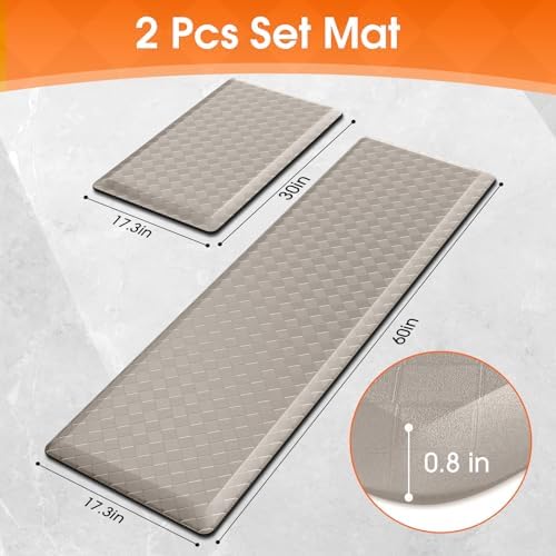 TranquilRelax 4/5 Inch Cushioned Anti Fatigue Kitchen Mats for Floor, Taupe