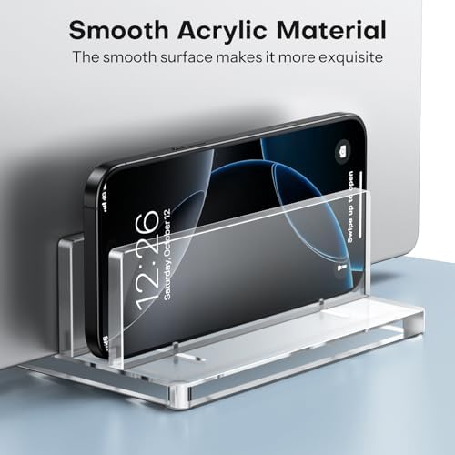 OMOTON Vertical Laptop Stand, Clear Acrylic Dual Holder for MacBook Gaming