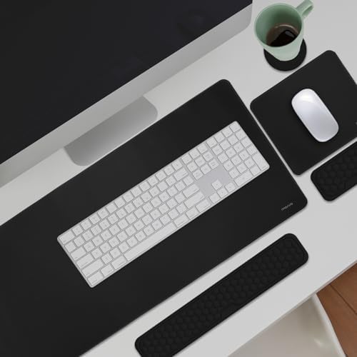 MOSISO Large Gaming Mouse Pad&Massage Keyboard Wrist Rest, Black