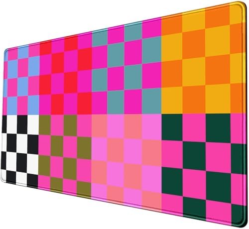 Checkered Desk Mat Pink Desk Matt for Desktop Desk Pad XXL Large Mouse Pad Deskmat Big Mousepad Keyboard Pad Mouse for Computer Cute Desk Accessories 31.5 X 15.7In