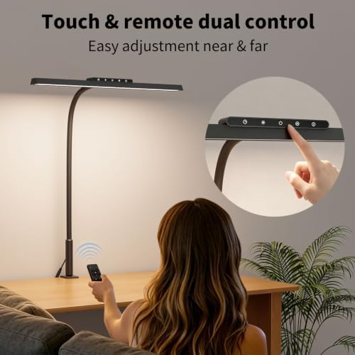 18W Clamp LED Desk Lamp for Puzzle, 16.5" Gooseneck, 3 Color Dimmable