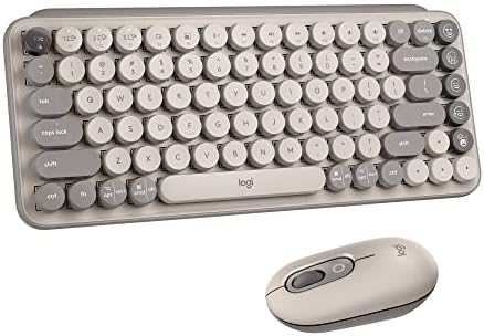 Logitech POP Keys + POP Mouse - Wireless Keyboard and Bluetooth Mouse Combo with Typewriter-Style Mechanical Keys, Emoji Features, Cute Compact Design - Mist