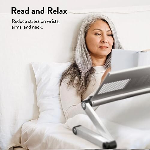 Uncaged Ergonomics Book Stand, Adjustable Laptop Stand for Desk (Silver)