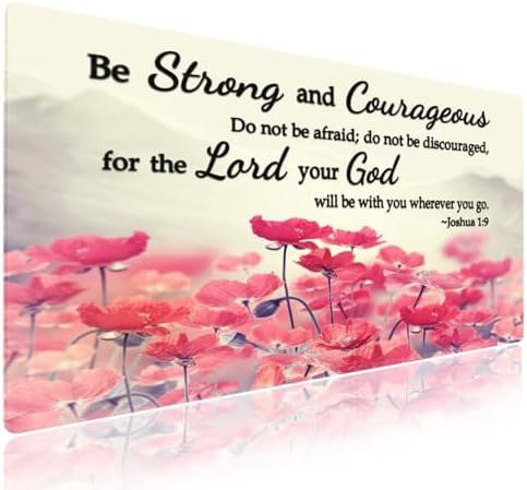 Be Strong and Courageous Joshua 1:9 Large Mouse Pad, Pink Lotus Desk Mat
