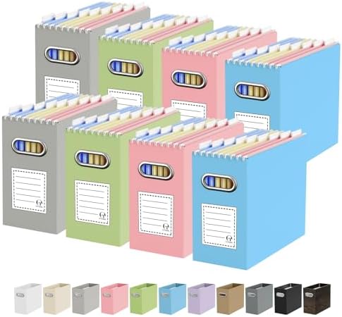 Oterri Portable Collapsible Cardboard File Box with Handle for Letter-Size