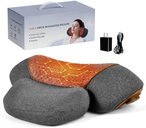 3-in-1 Cordless Heated Neck Massager Pillow for Pain Relief Deep Tissue