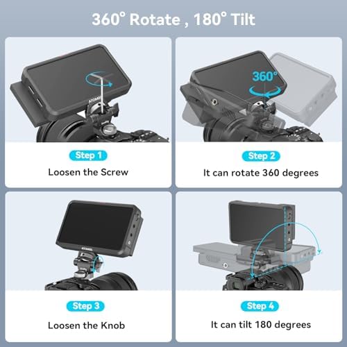 SmallRig Adjustable Camera Monitor Mount for ARRI-Style (Upgrade), 360° Swivel and 180° Tilt Monitor Holder Anti-Twist Support 5” and 7” Field Monitor