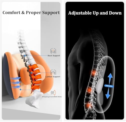 Car Lumbar Support Pillow Back Cushion with Vibration Massage & Heat