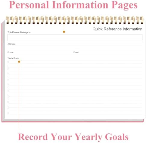 Weekly Productivity Planner - 8" x 11" Dashboard Desk Pad/Planner, Habit Tracker, Spiral Undated Weekly Planner for Office/School/Home, 54 Weeks, Pink