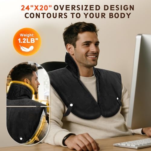 30s Fast Heating Pad for Shoulders and Back, 6X Deeper Pain Relief