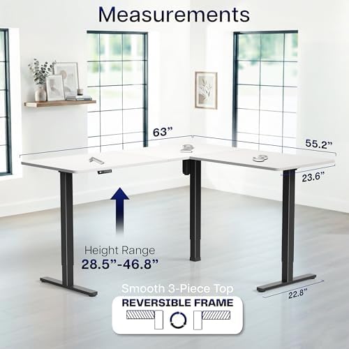 VIVO White 63 x 55 in Corner Standing Desk, DESK-E3CTBW