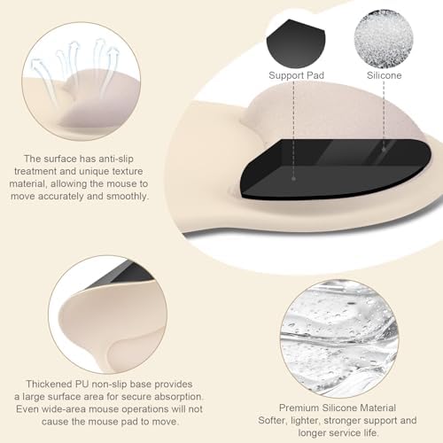 MOSISO Wrist Rest Support for Mouse Pad&Keyboard Set, Apricot