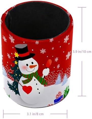 Christmas Snowman Snowflake Pen Holder Pencil Organizer Cute Pencil Cup Desk Decor Makeup Brush Holder PU Multifunctional Office Supplies for Home Classroom School