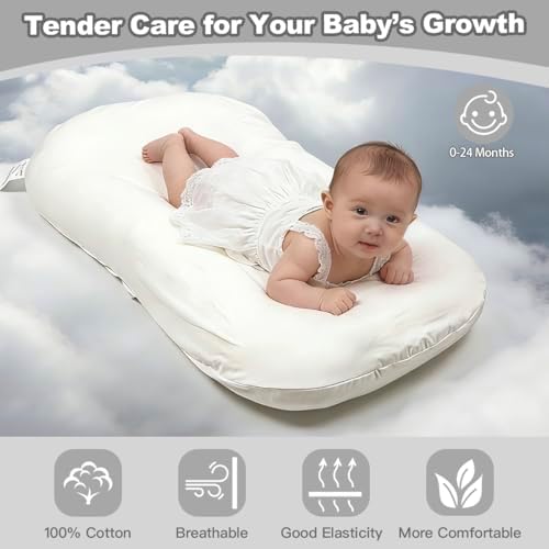 Baby Lounger Oversized 0-24 Months, Home and Travel Infant Cushion-White