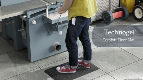 Technogel Comfort Ergonomic Cushion Gel Grip - Comfort Anti-Fatigue Stand Mat with Premium Gel Layer, 31x19.5x0.8 inch, Ebony Slip-Resistant Surface for Cooking Area, Workspace, Elevated Workstation
