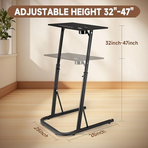 Adjustable Treadmill Walking Pad Desk, for Bike/Cycling Trainer, Workstation Standing Desk, Trainer Stand Table for Indoor, Treadmill Attachment-Exercise While Working or Watching TV, Black