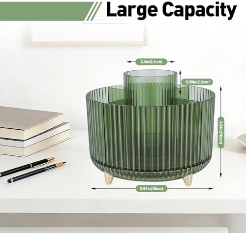 360 Rotating Pen Pencil Holder for Desk, Pen Organizer with 5 Slots