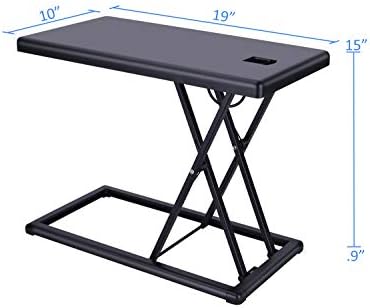 Rocelco 19" Portable Laptop Riser, Height Adjustable Travel Standing Desk Converter, Premium Compact Sit Standup Keyboard Monitor Rising Workstation with Carry Bag, Black R PDRB