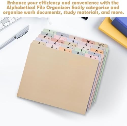 gisgfim 25 Alphabet File Guides, A‑Z Top‑Tab File Cabinet Dividers, Nude