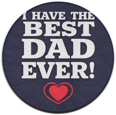 Fashion Round Area Rug Large Non Slip Carpet, Best Dad Ever Heart Unisex Home Decor Mat