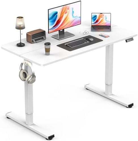 Electric Standing Desk, Gaming Desk, 40 x 24 Inch, White