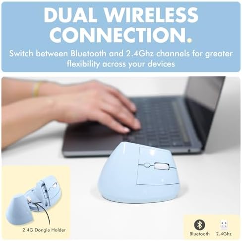 X9 Performance Wireless Vertical Ergonomic Mouse - (BT + 2.4Ghz) - Click in Comfort - Up to 4000 DPI, 6 Button, Rechargeable - Bluetooth Ergonomic Vertical Mouse Wireless - for Mac and PC - Blue