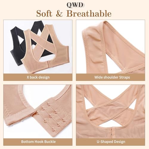QWD Sleeveless Posture Corrector for Women Back Support Chest Brace Up Bras
