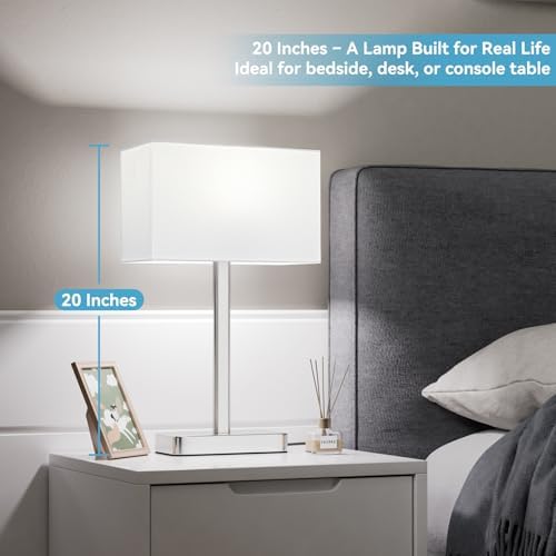 Hong-in Lamps for Nightstand Set of 2, Lamp for Bedroom Living Room White