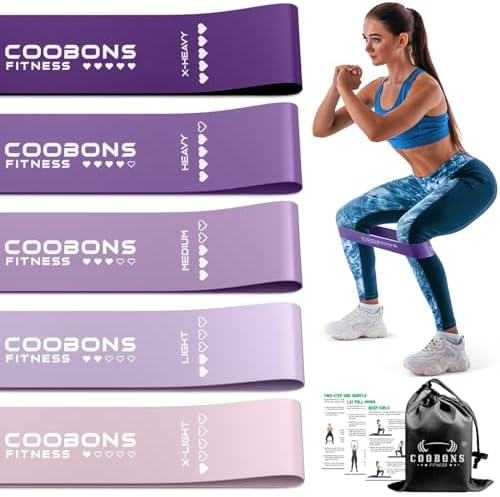 Resistance Bands for Working Out, Exercise Bands Resistance Bands Set with 5 Resistance Levels, Latex Loop Bands for Women Men, Workout Bands for Legs, Glutes, Strength Training, Yoga, Home Gym