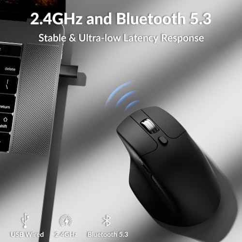 Keychron M6 Silent Wireless Gaming Mouse, 1000Hz, Bluetooth/2.4G/Wired, PixArt 3311 Sensor (12K DPI), 86g, 5 On-Board Memory Profiles for Plug & Play, Programmable for Mac/Win/Linux – Black