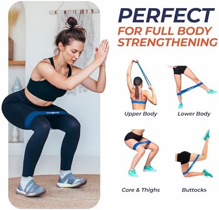 Resistance Bands for Working Out – Set of 6 Loop Exercise Bands for Legs Glutes and Core – Natural Latex Booty Band Designed by a Physical Therapist for Men and Women