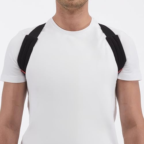 MUELLER Sports Medicine Posture Corrector for Women and Men, Adjustable Back Support for Scoliosis, Kyphosis & Text Neck, One Size, Black