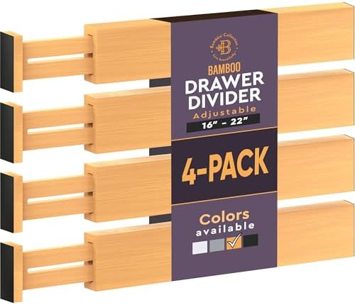 4-Pack Drawer Dividers 2.6-Inch High Dresser Drawer Organizer 16 to 22 Inch