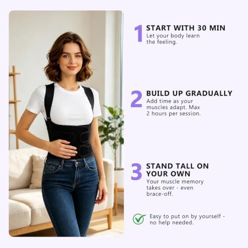 HZD Back Brace Posture Corrector for Women & Men, Adjustable Upper,Black-L