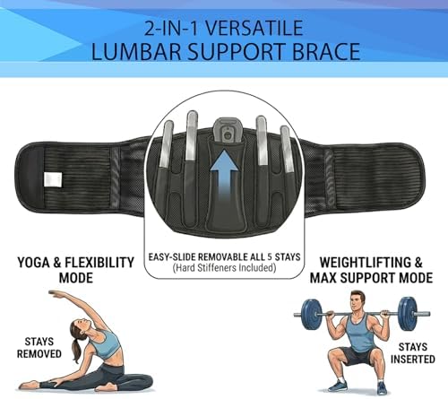 Paskyee Back Brace for Lower Back Pain Men Women, Adjustable Knitted Back Support Belt with Bionic Support System, for Herniated Disc, Lumbar Strain,Sciatica, Scoliosis Large